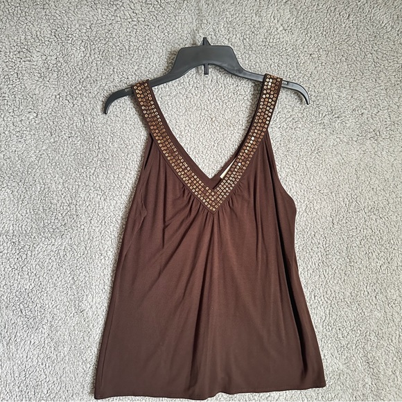 Michael Michael Kors Brown Embellished Women's Top - Picture 1 of 8